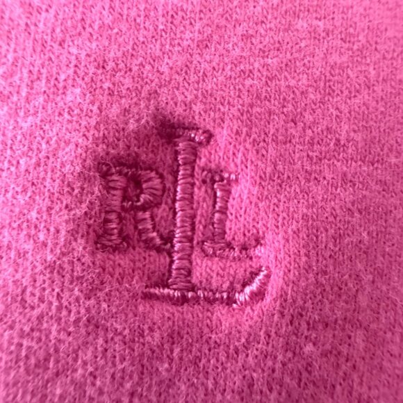 Lauren Ralph Lauren Pullover Pink L Front Zipper Pockets Made in USA **FLAW** - Picture 5 of 14